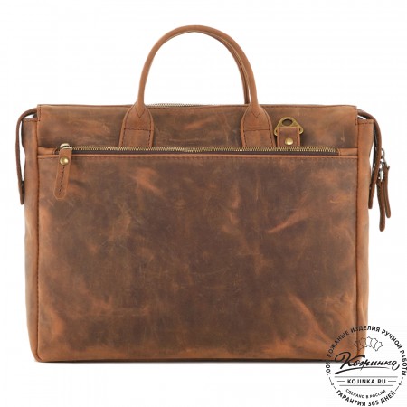  Кожаная деловая сумка "Гранд" (темно-коричневая крейзи)